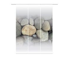 Home Fashion 88682-103 Schiebevorhang 3-er Set Stones Dekostoff Digitaldruck, 100% Polyester, 245 x 60 cm, grau