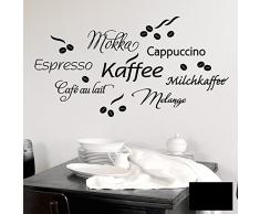 Grandora Wandtattoo Kaffee Coffee Kaffeetasse I schwarz I KÃ¼che Esszimmer selbstklebend Aufkleber Kaffeebohnen Wandaufkleber Wandsticker 1075W