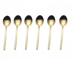 Mepra Due Ice Oro Mokkalöffel - [Box mit 6 Stück] Metallic Geschirr, spülmaschinenfest Besteck 6 PC Moka Spoon Set silber