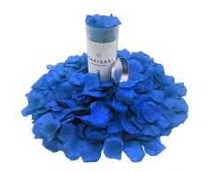 (Getrennt, Desodoriert) Künstliche gefälschte Rosenblätter für Romantische Nacht, Hochzeit, Event, Party, Dekoration, in loser Schüttung (1000 Stücke, Ägyptisches Blau)
