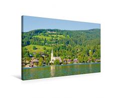 Calvendo Premium Textil-Leinwand 75 cm x 50 cm quer, Kirche in Schliersee | Wandbild, Bild auf Keilrahmen, Fertigbild auf echter Leinwand, Leinwanddruck Natur Natur