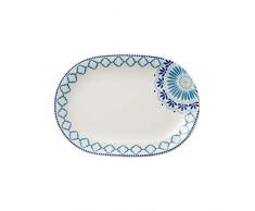 Villeroy & Boch Tea Passion Medina Teller Set, 2-teilig, 26,5 cm, Premium Porzellan, Weiß/Blau