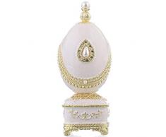Keren Kopal E1438 weiß Musikspieluhr Fabergé-Ei mit Perle Schmuckkästchen Sammler Ei Verziert mit Swarovski Kristalle Russisch Ei