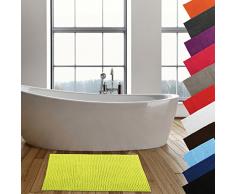 MSV Badteppich Badvorleger Duschvorleger Chenille Hochflor Badematte 40x60 cm – Grün