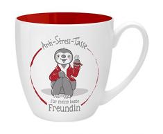 Gruss & Co 45509 Anti-Stress Tasse für die Freundin, 45 cl, Geschenk, New Bone China, Rot, 9.5 cm