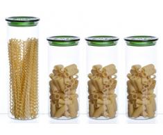 Bohemia Cristal 093 006 094 SIMAX Vorratsgläser aus hitzebeständigem Borosilikatglas 4er Set (1 Stück ca. 2,0 ltr. / 3 Stück ca. 1,5 ltr.) mit Kunststoffdeckel grün