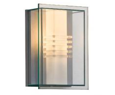 Konstsmide 409-310 Wandleuchte / B: 25cm T: 13cm H: 35cm / 1x15W / IP44 / lackiertes Aluminium/ Glas / silbergrau