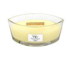 Woodwick Jasmin Dekorative Duftkerze im ovalformigem Glasgefäß 453.6 g, Glas, Gelb/Durchsichtig, 11.2 x 18.9 x 8.8 cm