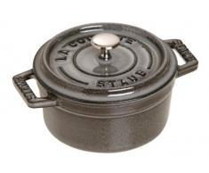 Staub 40500-106-0 Mini Cocotte, rund mit Deckel 10 cm, 0,25 L, induktionsgeeignet, mit mattschwarzer Emaillierung im Inneren des Topfes graphitgrau