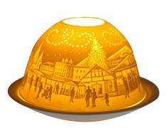 Himmlische Düfte Geschenkartikel GmbH Weihnachtsmarkt Windlicht, Porzellan, Weiss, 12x12x8 cm