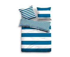 TOM TAILOR 0049769 Linon Bettwäsche Garnitur mit Kopfkissenbezug (Baumwolle) 1x 155x200 cm + 1x 80x80 cm, Blue Bird