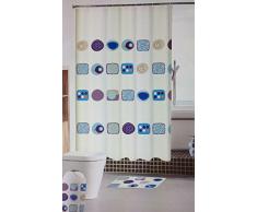 Duschvorhang Anti Schimmel Effekt Badewannenvorhang Wasserdicht inkl.12 Ringe (Blaue Muster)