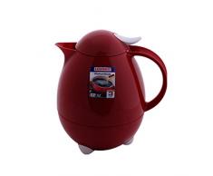 Leifheit Columbus 1, 0 L Isolierkanne, 100% dicht, Thermoskanne mit bewährter Aromataste, praktisches Öffnen und Schließen mit einer Hand, Kaffekanne, Teekanne, dunkelrot, hochglanz