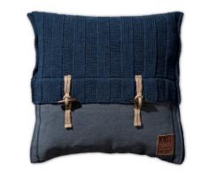 Knit Factory Dekokissen Strickkissen Rippe / 50 x 50 cm/Jeans (mit Füllung)
