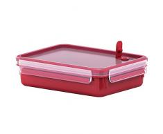 Emsa Mikrowellendose, Lunchbox, 1,2 Liter, Rot/Transparent, Clip & Micro, 517776