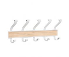 iDesign 90830EU Real-Wood Hakenleiste zum Hängen über die Tür mit 10 Haken, 46,23 x 6,17 x 14,78 cm, weiß/helles holz, Metall