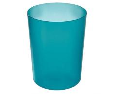 iDesign Abfalleimer, runder Mülleimer klein in m Design aus robustem Kunststoff, vielseitiger Papierkorb für Bad, Büro, Küche und andere Räume, blau