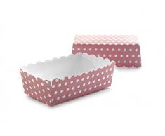 Ibili Muffinförmchen-Set, rechteckig, Papier, rosa/weiß, 9.5 x 3.2 x 5.5 cm, 12 Stück