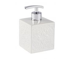 WENKO Seifenspender Cordoba - Flüssigseifen-Spender, Spülmittel-Spender Fassungsvermögen: 0,5 l, Keramik, 8,5 x 13 x 8,5 cm, weiß