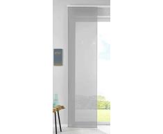 Gardinenbox 1er Set Schiebegardine Flächenvorhang Vorhang Gardine Voile Komplett mit Paneelwagen Beschwerungsstange, 100% Polyester, Grau, HxB 245x60 cm