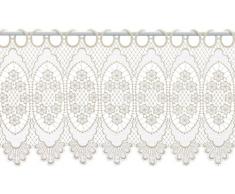 Plauener Spitze by Modespitze, Store Bistro Gardine Scheibengardine mit Stangendurchzug, hochwertige Stickerei, Höhe 30 cm, Breite 112 cm, Creme