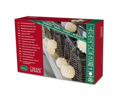 Konstsmide 3191-103 LED Dekolichterkette weiße Papierlaternen / für Innen (IP20) / 24V Innentrafo / 12 warm weiße Dioden / transparentes Kabel