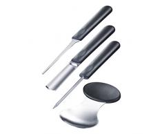 Westmark Dekorations-Schnitz-Set für Kürbisse und Melonen, 4-tlg., Mit Schnitz-Vorlagen, Rostfreier Edelstahl/Kunststoff, Halloween, Schwarz/Silber, 51282260