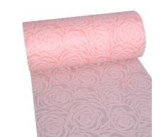 Dekoflor Tischband Tischläufer Tischdeko einzigartiges Rosen Design (Wasserfest, Lotuseffekt, samtige Oberfläche, 25 m Rolle, 30 cm Breite, 100% Nylon), Lachs