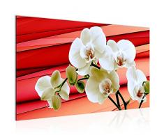 Runa Art Bild Blumen Orchidee Wandbild Vlies - Leinwand Bilder XXL Format Wandbilder Wohnzimmer Wohnung Deko Kunstdrucke Rot 1 Teilig - Made IN Germany - Fertig zum Aufhängen 202014a