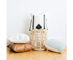 Woven Nook dekorativer Überwurf-Kissenbezug nur für Couch, Sofa, oder Bett Set von 4 45,7 x 45,7 cm modernes Qualität Design 100% Baumwolle Streifen Geometrische Kunstleder Amaro Set by