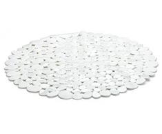 Spirella Duschmatte Anti Rutsch Matte Riverstone antibakteriell rutschfest Rund Ø 57cm - mit Sanitized Hygienefunktion - Weiß - Made in EU