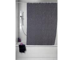 WENKO 21639100 Duschvorhang Deluxe Grau, mit glänzenden Applikationen, waschbar, Polyester, 200 x 180 cm, Dunkelgrau