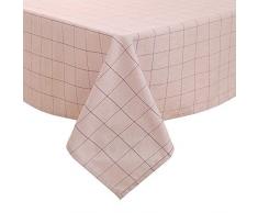Deconovo Leinenoptik Tischdecke Wasserabweisend Esszimmer, Polyester, Rot Weiß, 140x240