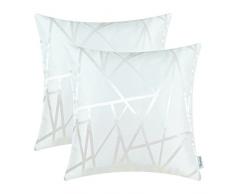 CaliTime Kissenbezüge Kissenhülle Packung mit 2 Dekokissenbezüge Cases für Couch Sofa Home Decor Modern Shining & Dull Contrast Dreiecke Abstrakte Linien Geometric 50cm x 50cm Weiß