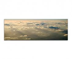 Panoramabild auf Leinwand und Keilrahmen 150x50cm Himmel Wolken Nebel Morgenlicht