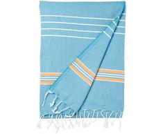Cacala 178 cm Paradise Serie Türkisch Badetücher, Baumwolle, Turquoise Blue Orange, 95 x 175 x 0.5 cm