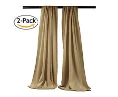 LA Linen Gardine aus Polyester, Popeline, 246 x 137 cm, Taupe, 2 Stück