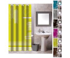 MSV Anti-Schimmel Textil Duschvorhang - Anti-Bakteriell mit 12 Duschvorhangringen - Polyester, Graphics Grün, 180x200cm