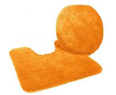 Kinzler J-10052/425 Mikrofaser Bademattenset 2-teilig = WC-Deckelbezug 47x50 cm + Vorleger mit Ausschnitt 50x55 cm, terra