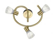 Trio Leuchten LED-Deckenleuchte Levisto in Messing Gold, Glas alabasterfarbig weiß 871090308