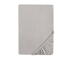 Biberna 77144/001/040 Jersey-Stretch Spannbetttuch, sturmgrau, 90 x 190 cm bis 100 x 200 cm