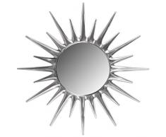 Wohnling Deko Wandspiegel Sunrise Sonne, Ø 76 cm aus Aluminium, Wand-Dekoration Metall Spiegel, Geschenk-Idee Alu Rundspiegel, silber