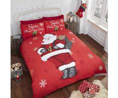 Vater Weihnachten Kids Xmas Schneeflocke Quilt Bettbezug und Kissenbezüge Bettwäsche-Set, Rot, Single
