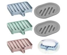 SENHAI 5 Stück Seifenablage für Dusche, Seifenschale Box Seifenspender Halter mit Abfluss für Badezimmer Theke, Dusche, Küche, halten Seife trocken und sauber