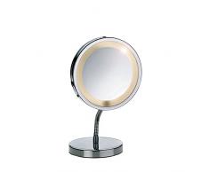 Kela 21496 Standspiegel, 1-/3-fach Vergrößerung, mit Beleuchtung, Ø 15cm, Metall, Lola, Verchromt