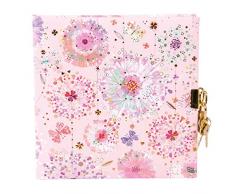 Goldbuch Tagebuch, Primavera Rose, 96 weiße Seiten, 16,5 x 16,5 cm, Schloss mit 2 Schlüsseln, Kunstdruck mit Goldprägung und Relief, Rosa, 44327