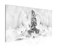 Bilder Buddha Feng Shui Wandbild Vlies - Leinwand Bild XXL Format Wandbilder Wohnzimmer Wohnung Deko Kunstdrucke Grau 1 Teilig - MADE IN GERMANY - Fertig zum Aufhängen 016412c