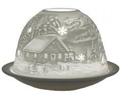 Himmlische Düfte Geschenkartikel GmbH Waldhütte Windlicht, Porzellan, weiß, 12 x 12 x 8 cm