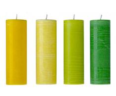 AMABIENTE - Designcandles Designcandles Cocoon_4 Zylinderkerzen Blossom Out Decocandle Mix Kerze, Pflanzenwachs, Gelb, Vanille, Pistazie, Grün, 4.5 x 4.5 x 14.5 cm, gemischt, Einheiten