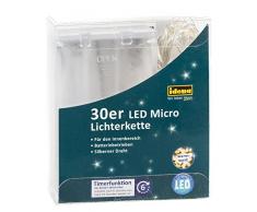 Idena 31824 LED Micro Lichterkette mit 30 LED in warm weiß, mit 6 Stunden Timer Funktion, Batterie betrieben, für Partys, Weihnachten, Deko, Hochzeit, als Stimmungslicht, ca. 3,2 m